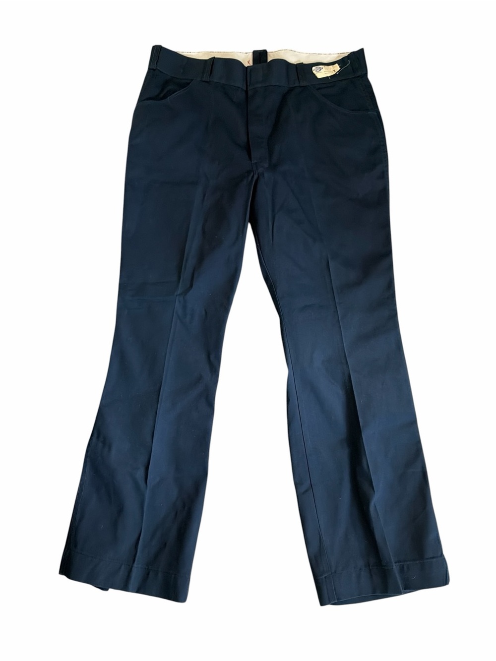 Vintage 70s Dickies 140CN Deadstock USA Men’s Navy Straight Leg Work Pants 40x31